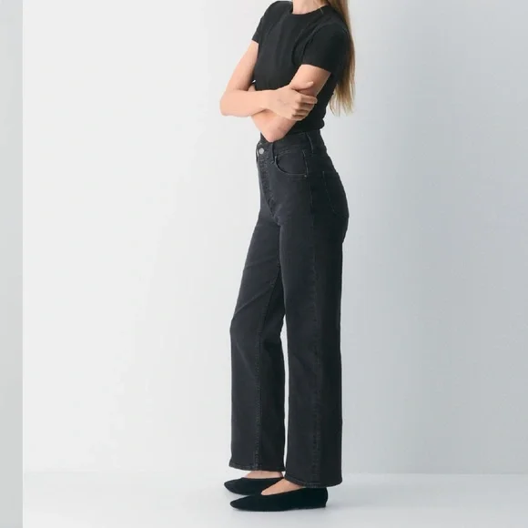 Aritzia Denim Forum The Arlo Hi-Rise Straight Jean Black Size 24 - Picture 2 of 11